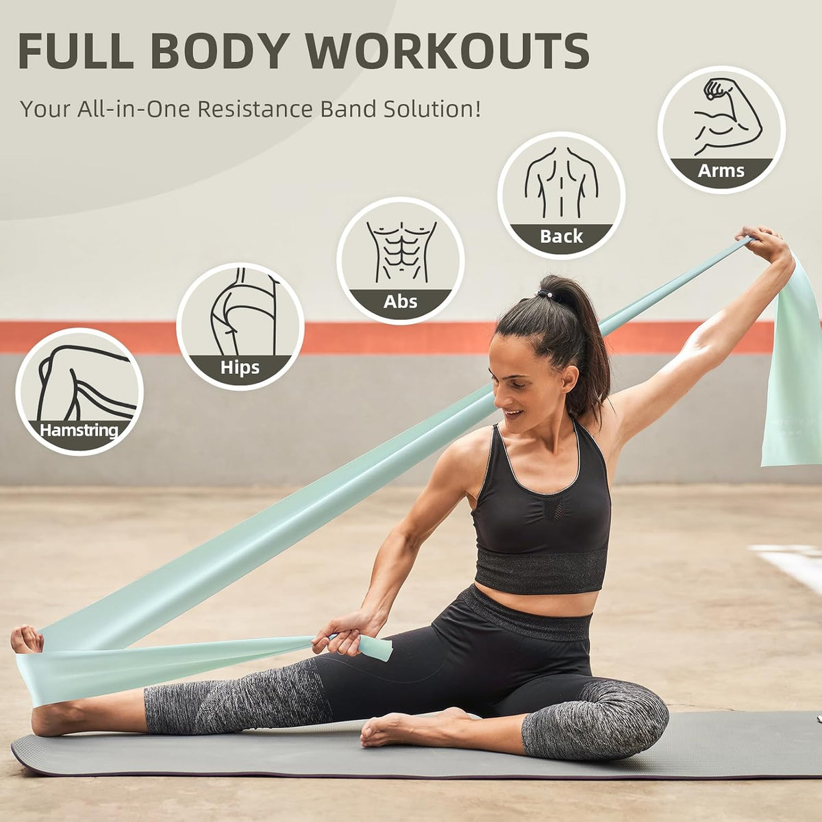 Stretch Bands for Exercise, Resistance Bands for Working Out, Exercise Bands for Physical Therapy, Pilates, Rehab, Stretch, Strength Training and Yoga Starter Set