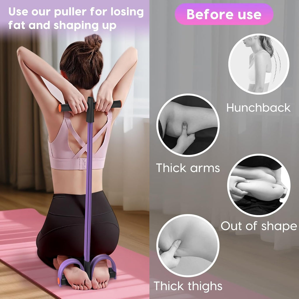 Pedal Resistance Band with Handles, 6-Tubes Natural Rubber Exercise Band