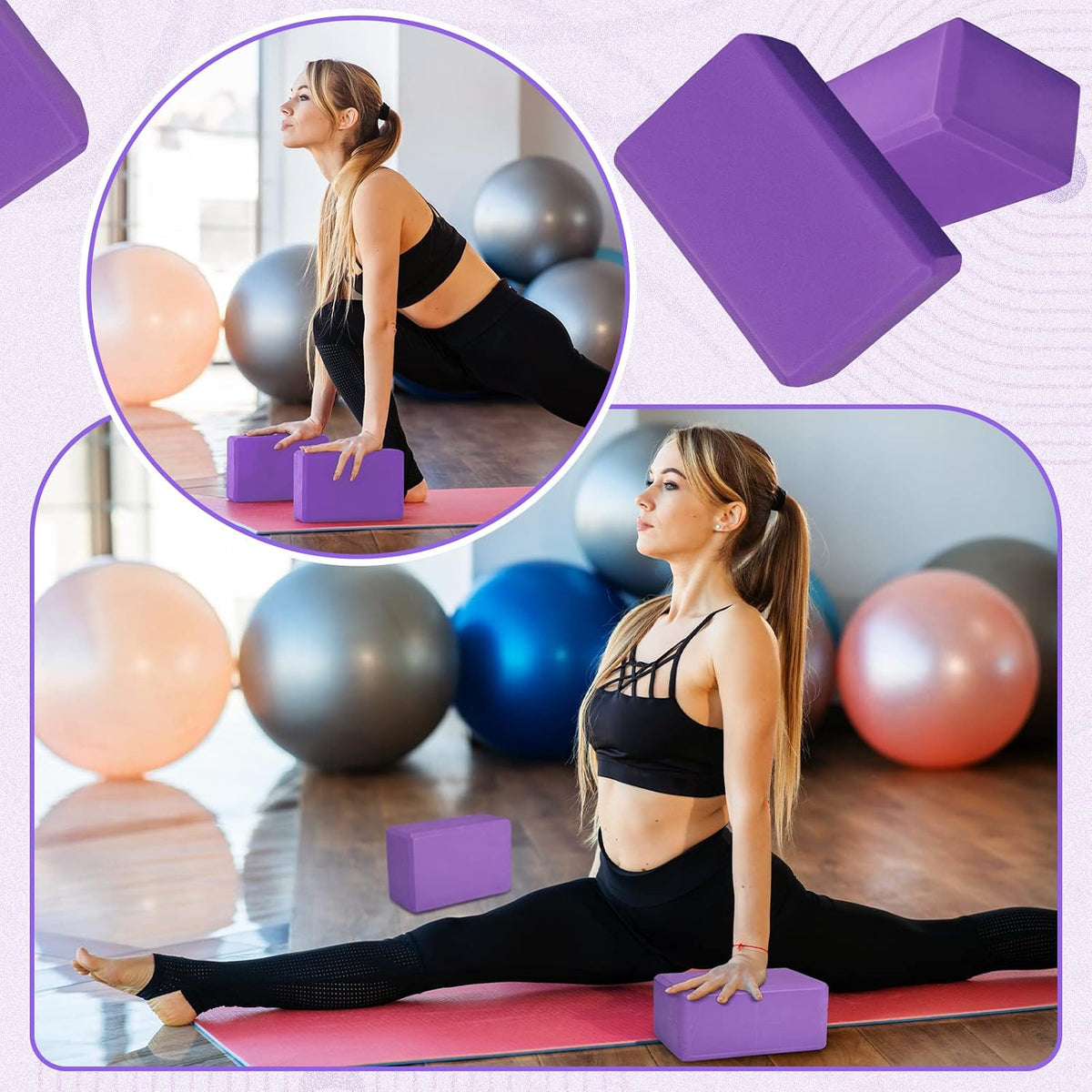 Wettarn 6 Pack EVA Yoga Blocks Bulk, Non Slip Pilates Brick