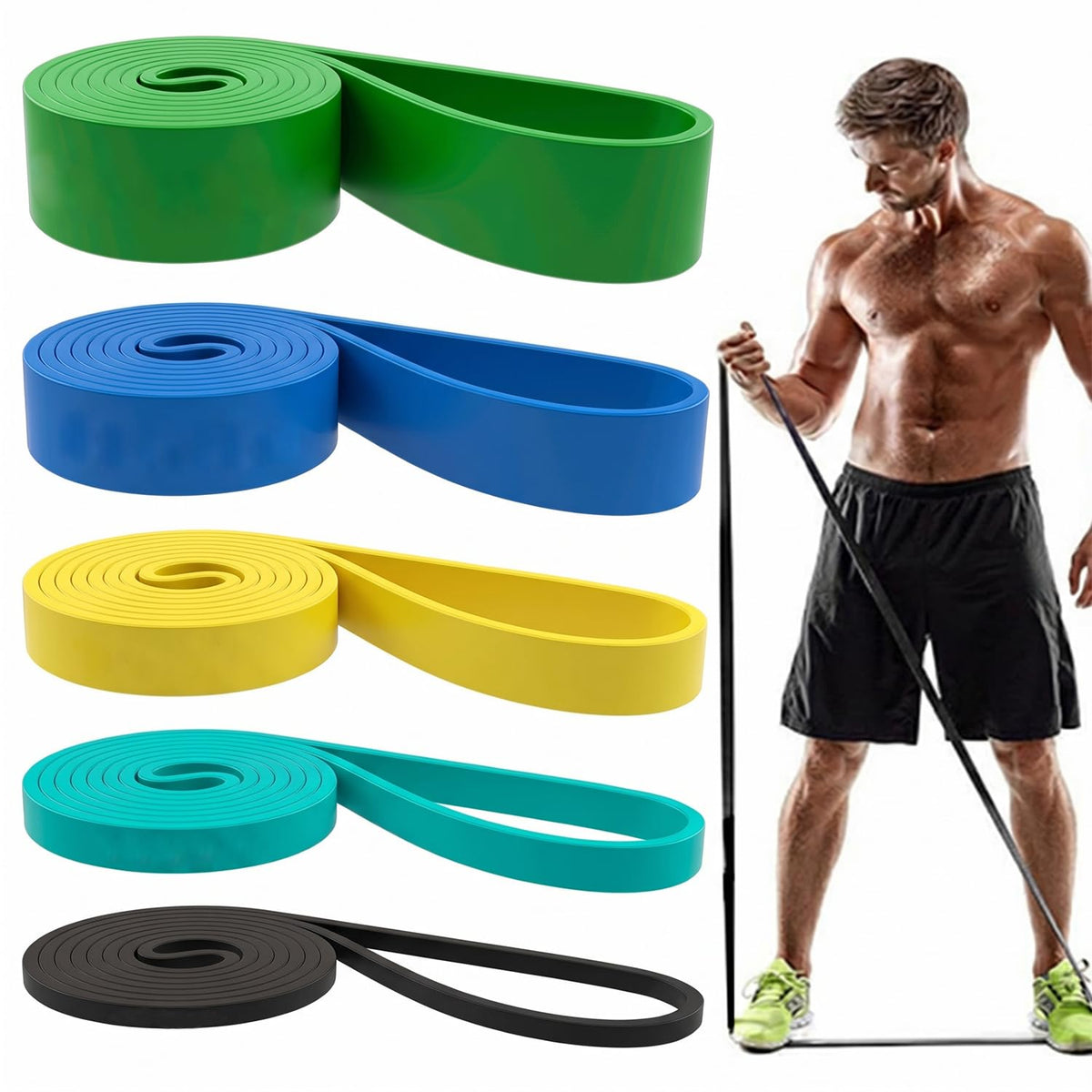 Resistance Bands, Pull Up Assist Bands - Workout Bands, Eexercise Bands, Long Resistance Bands Set for Working Out, Fitness, Training, Physical Therapy for Men Women