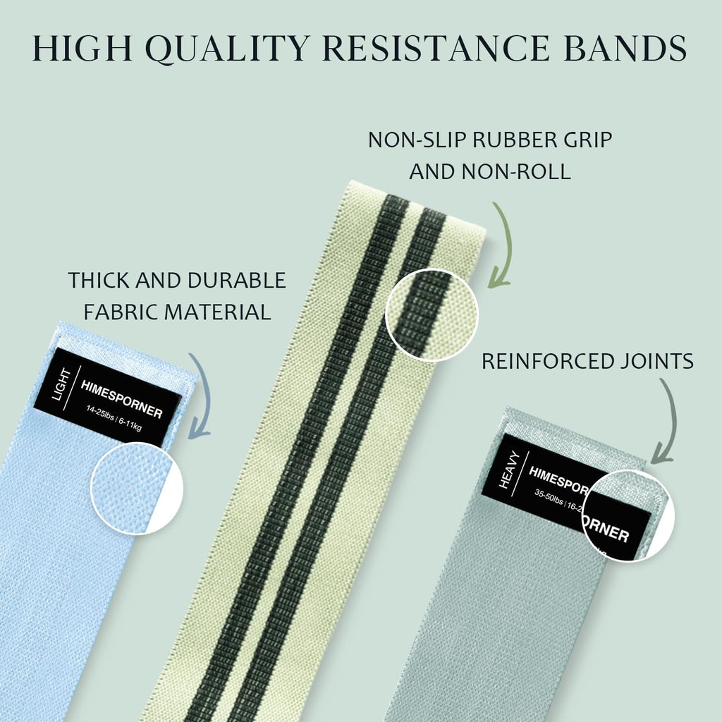 HIMESPORNER Wide Fabric Resistance Bands for Working Out 3 Level