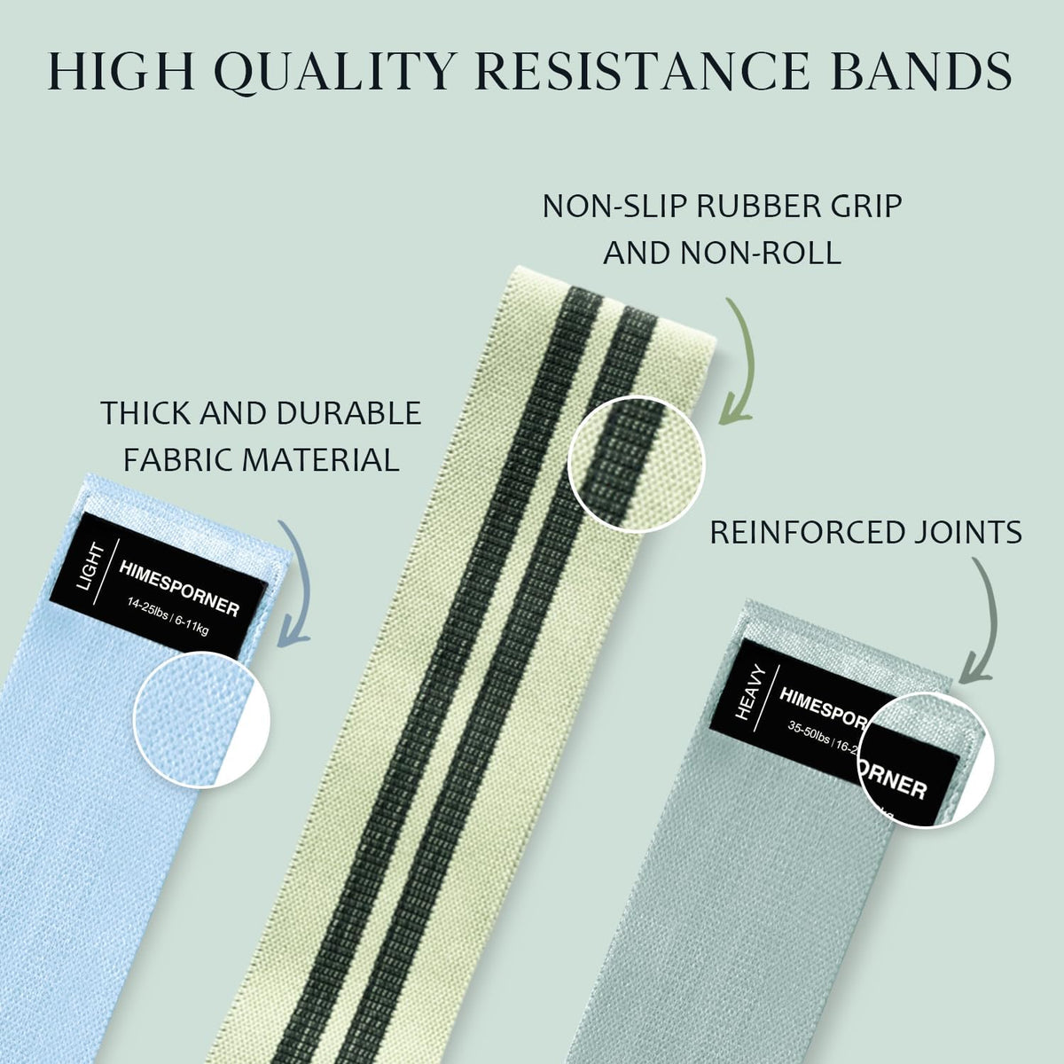 HIMESPORNER Wide Fabric Resistance Bands for Working Out 3 Level