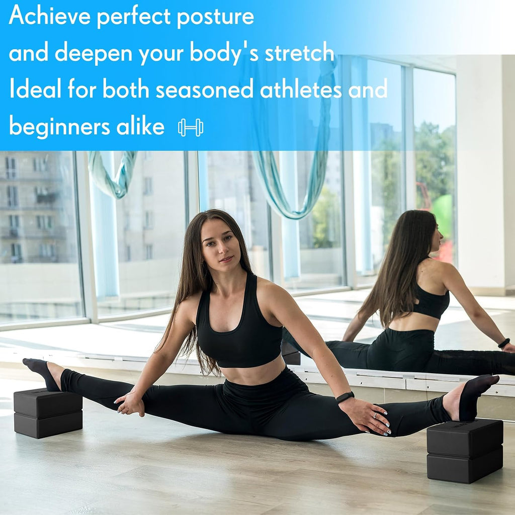 RoundFunny 4 Pack Yoga Blocks Non Slip Pilates Foam Brick