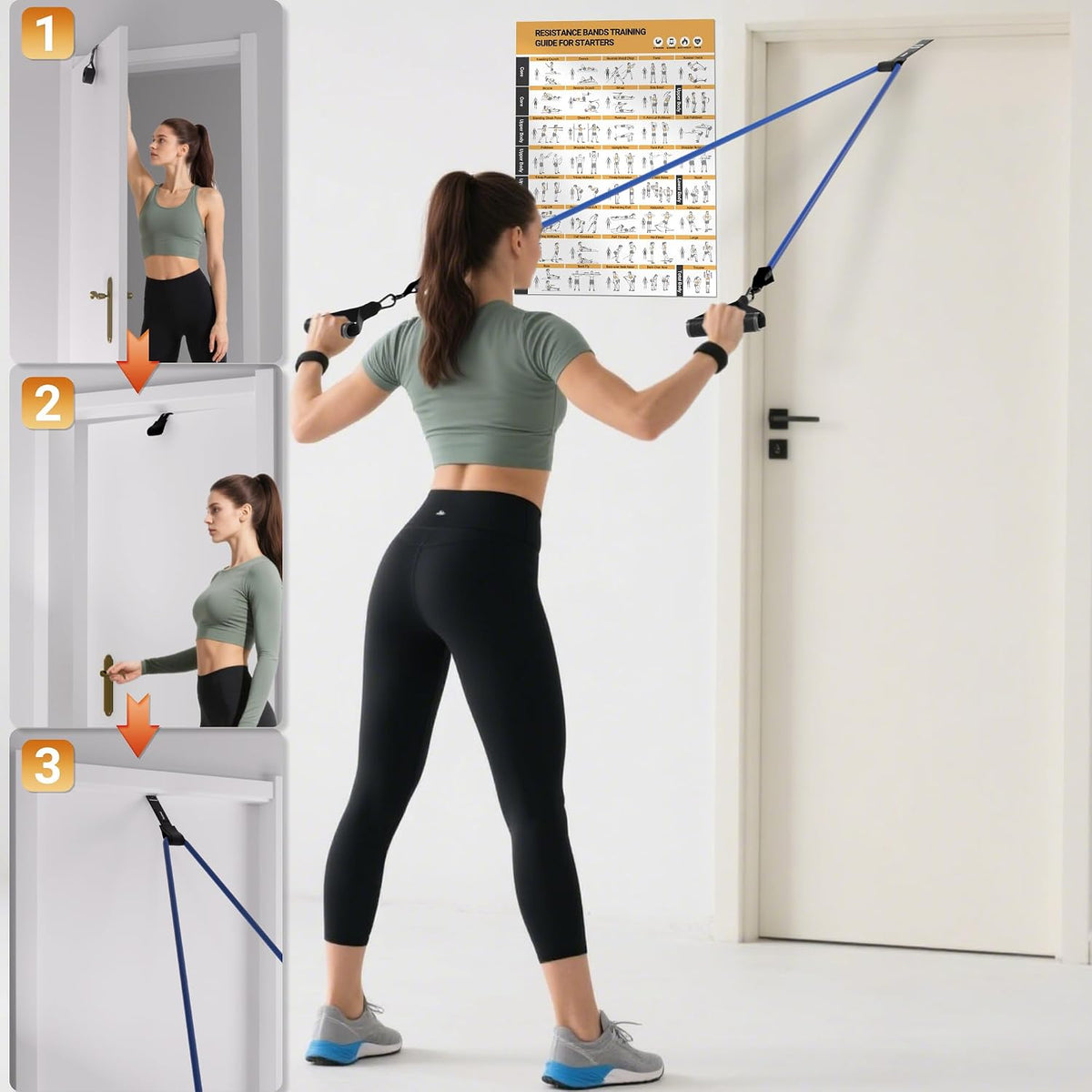 READAEER Resistance Bands, 10-150 LBS Exercise Bands with Handles, Ankle Straps & Door Anchor, Adjustable Workout Bands for Full Body Strength Training, Home, Gym & Travel