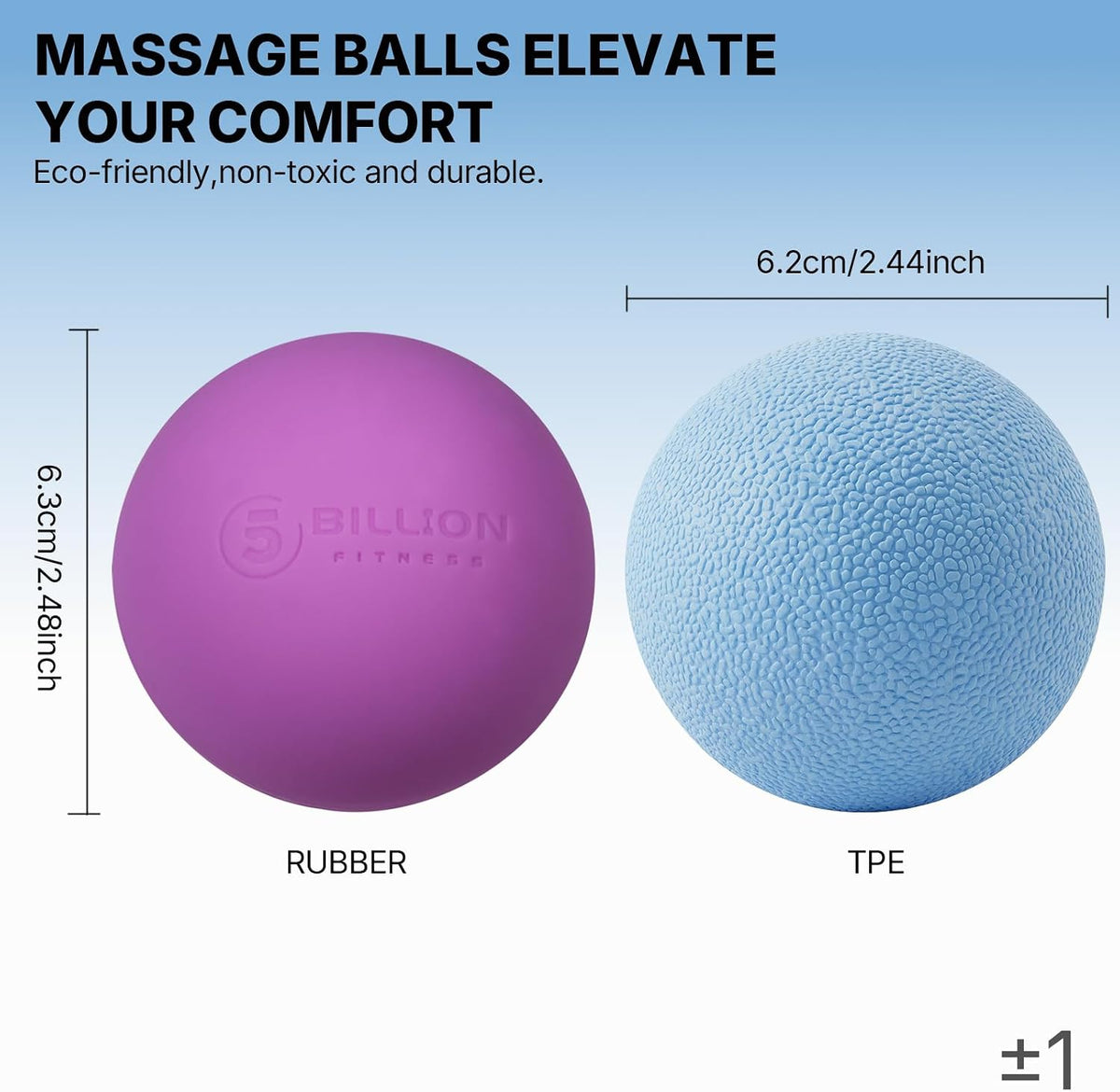 5BILLION FITNESS 2 Pack Massage Lacrosse Ball Set Deep Tissue Massage Balls