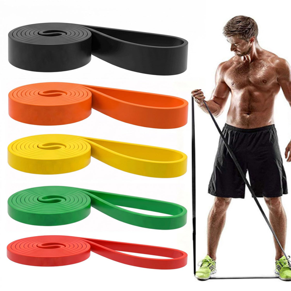 Resistance Bands, Pull Up Assist Bands - Workout Bands, Eexercise Bands, Long Resistance Bands Set for Working Out, Fitness, Training, Physical Therapy for Men Women