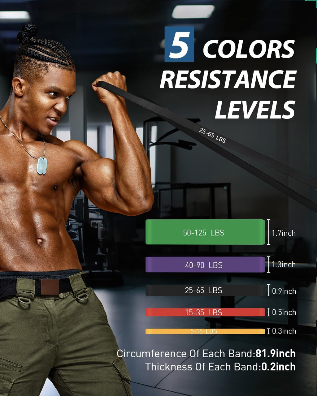 Dapofajo Resistance Bands for Working Out: 5-Level Anti-Snap Silicone Bands