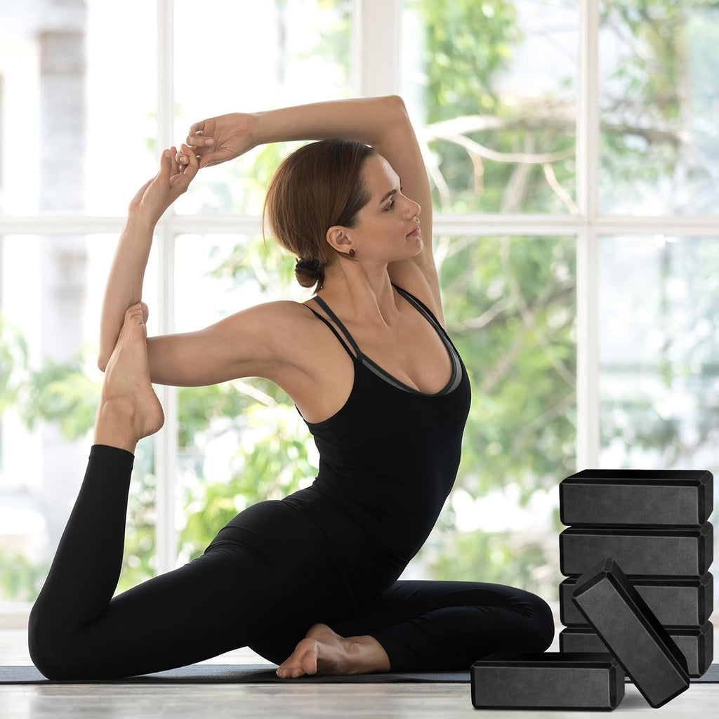 20 Pcs Yoga Blocks Pack High Density EVA Foam Non Slip Black