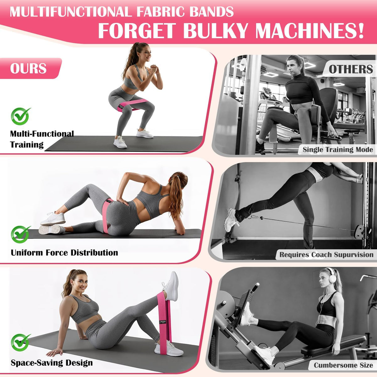 KUTIZE Ankle Resistance Bands with Cuffs & Fabric Resistance Bands Set - Legs & Glutes Workout Equipment for Women & Men, Home Gym Heavy Exercise Bands for Hip, Yoga, Strength Training, Rehab, Pilates