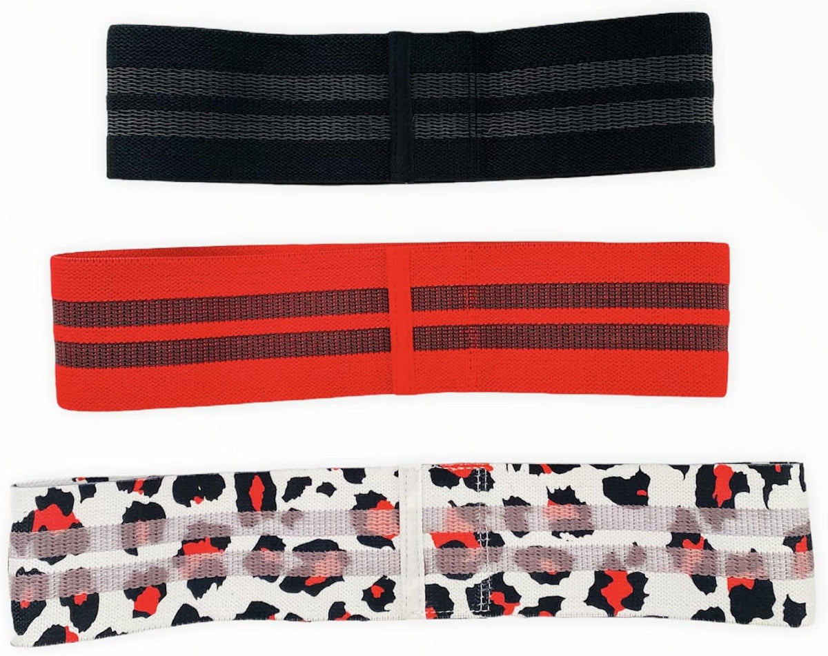 Pure Lust Booty Bands,Resistance Bands,Glute Bands,Fabric Workout Bands,Exercise Bands,Hip Bands,Red,Black,Leopard,Light,Medium & Heavy Resistance
