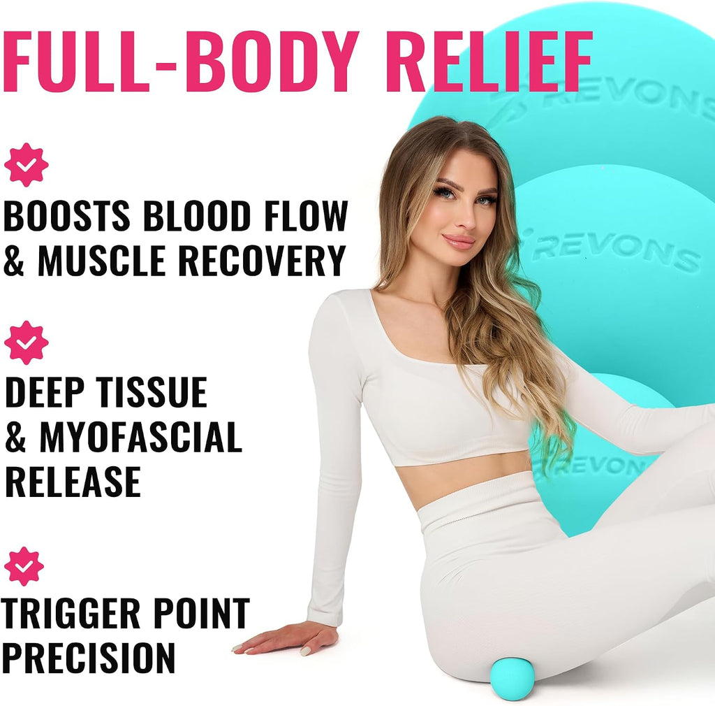 3 in 1 Massage Ball Set – 2.5", 1.9" & 1.2" Firm Silicone Balls for Myofascial Release, Trigger Point Therapy, Back & Foot Pain Relief, Face Fitness, Yoga, Deep Tissue Recovery (Turquoise)