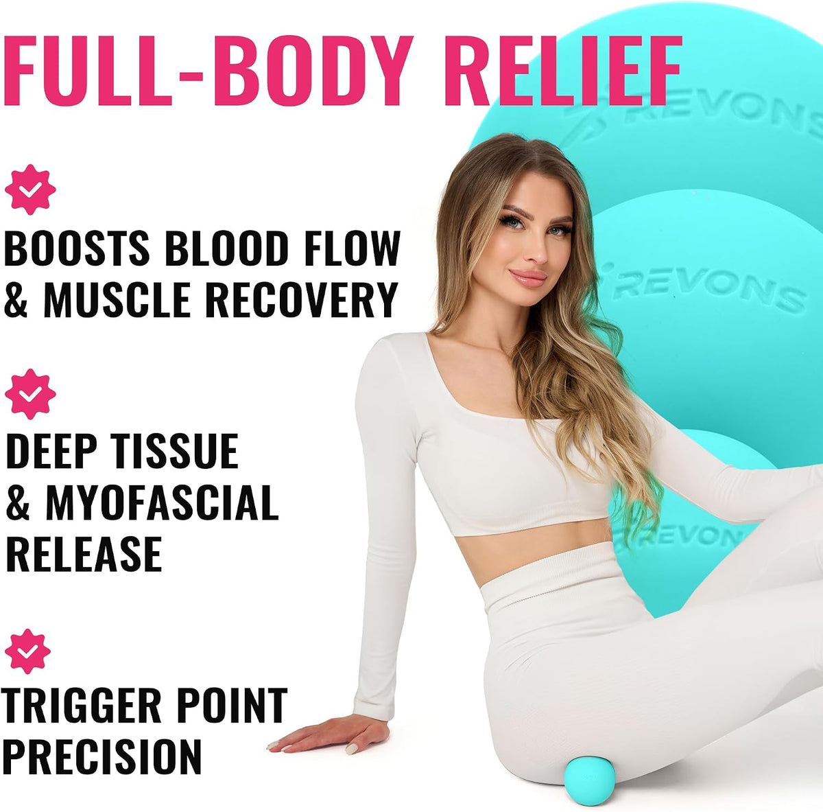 3 in 1 Massage Ball Set – 2.5", 1.9" & 1.2" Firm Silicone Balls for Myofascial Release, Trigger Point Therapy, Back & Foot Pain Relief, Face Fitness, Yoga, Deep Tissue Recovery (Turquoise)