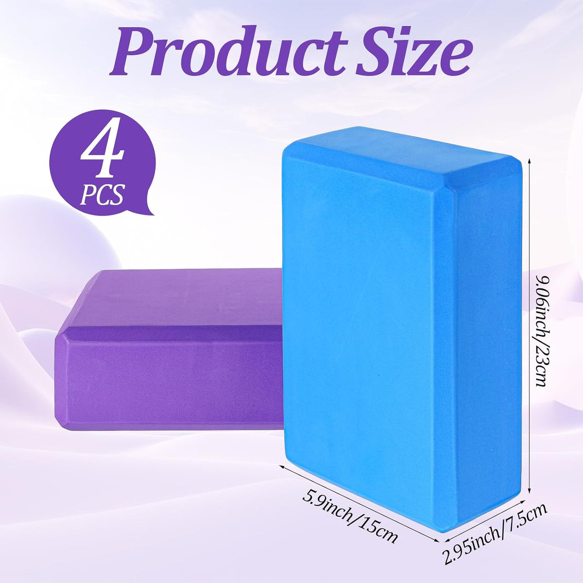 4 Pack Yoga Blocks, High Density Yoga Brick Foam Blocks for Pilates Workout, Improve Strength and Aid Balance and Flexibility, Soft Non Slip Surface for Pilates and Meditation (Multicolor)