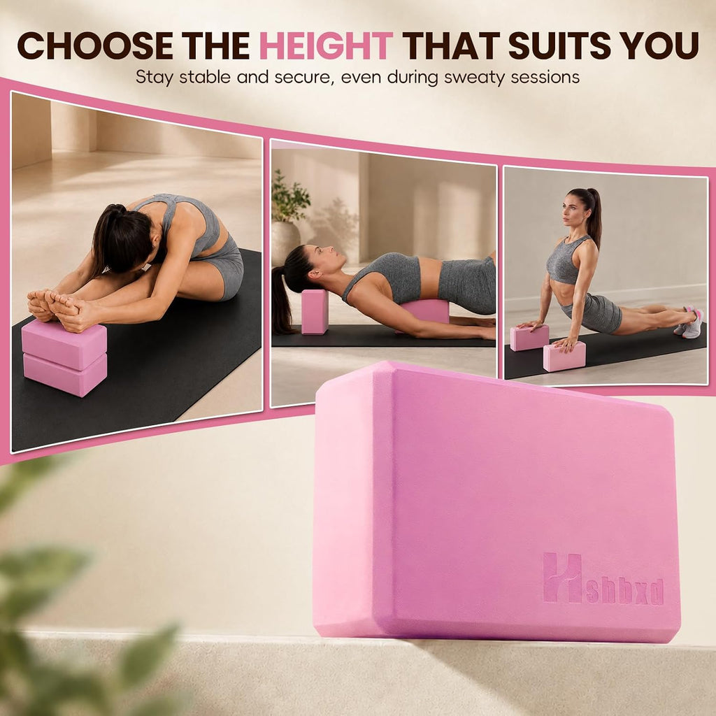 2 Pcs Yoga Blocks, High Density EVA Foam, Non-Slip, 9x6x3"