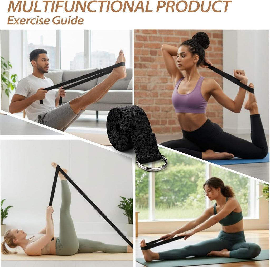 Leitee 6 Pcs Cork Yoga Blocks with Straps 9 x 6 x 4 Inch Cork Yoga Brick 8.2 FT Strap Non Slip High Density Bricks Exercise Blocks for Physical Stretching Flexibility Balance Fitness Pilates