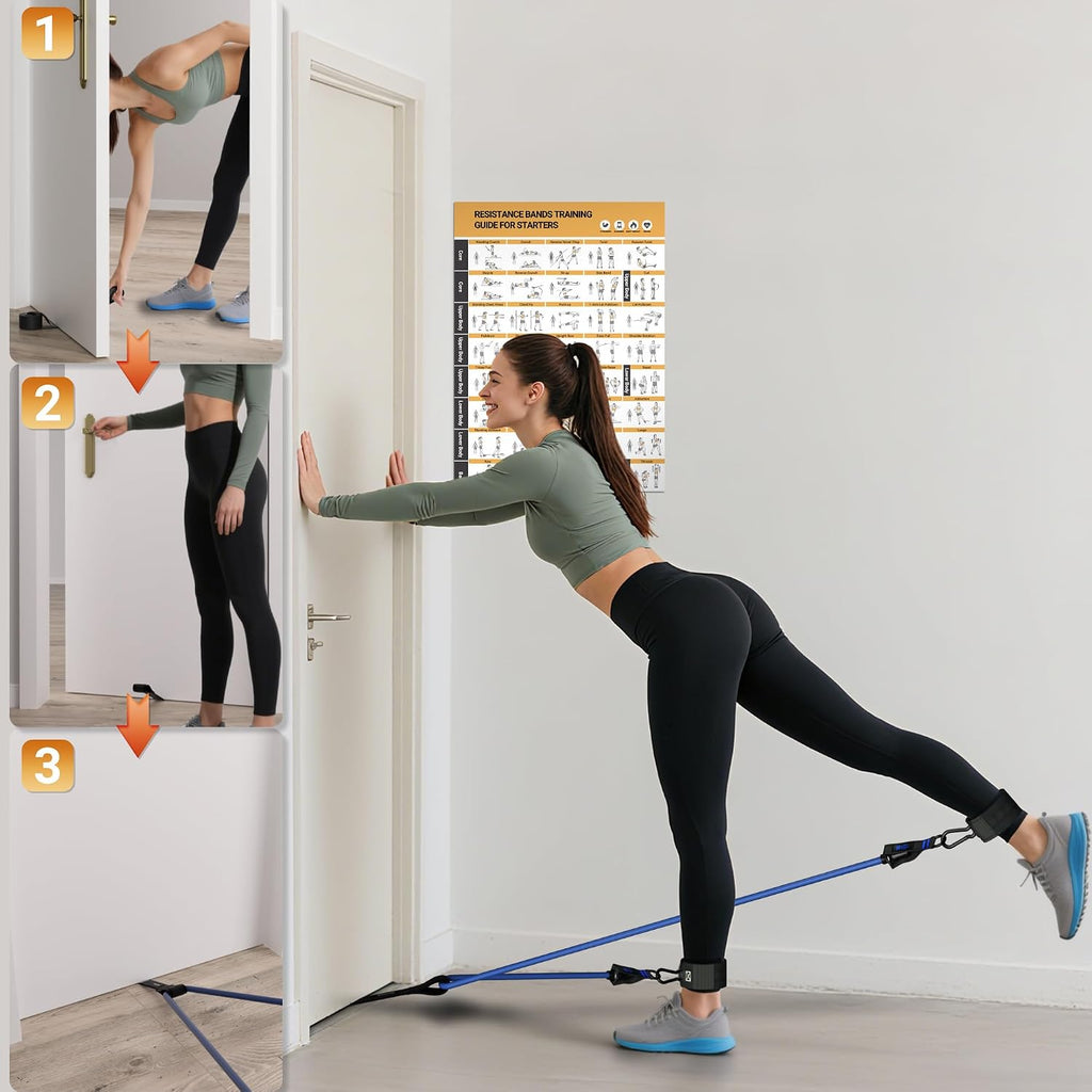 READAEER Resistance Bands, 10-150 LBS Exercise Bands with Handles, Ankle Straps & Door Anchor, Adjustable Workout Bands for Full Body Strength Training, Home, Gym & Travel