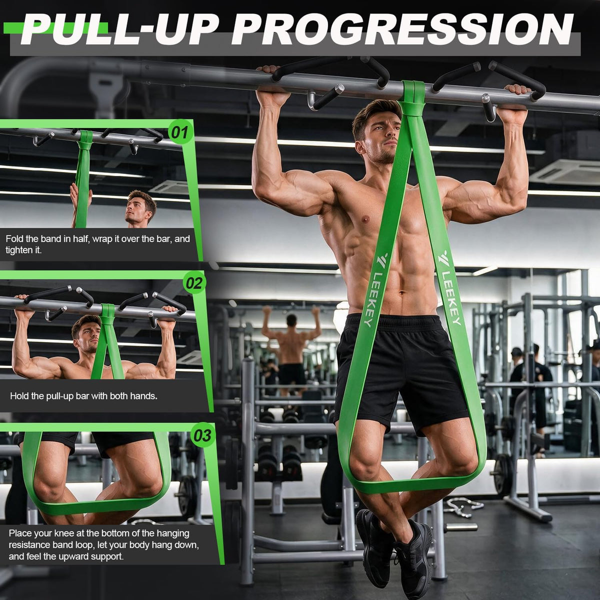 LEEKEY Pull Up Assistance Bands, Resistance Bands for Exercise, 5-Pack