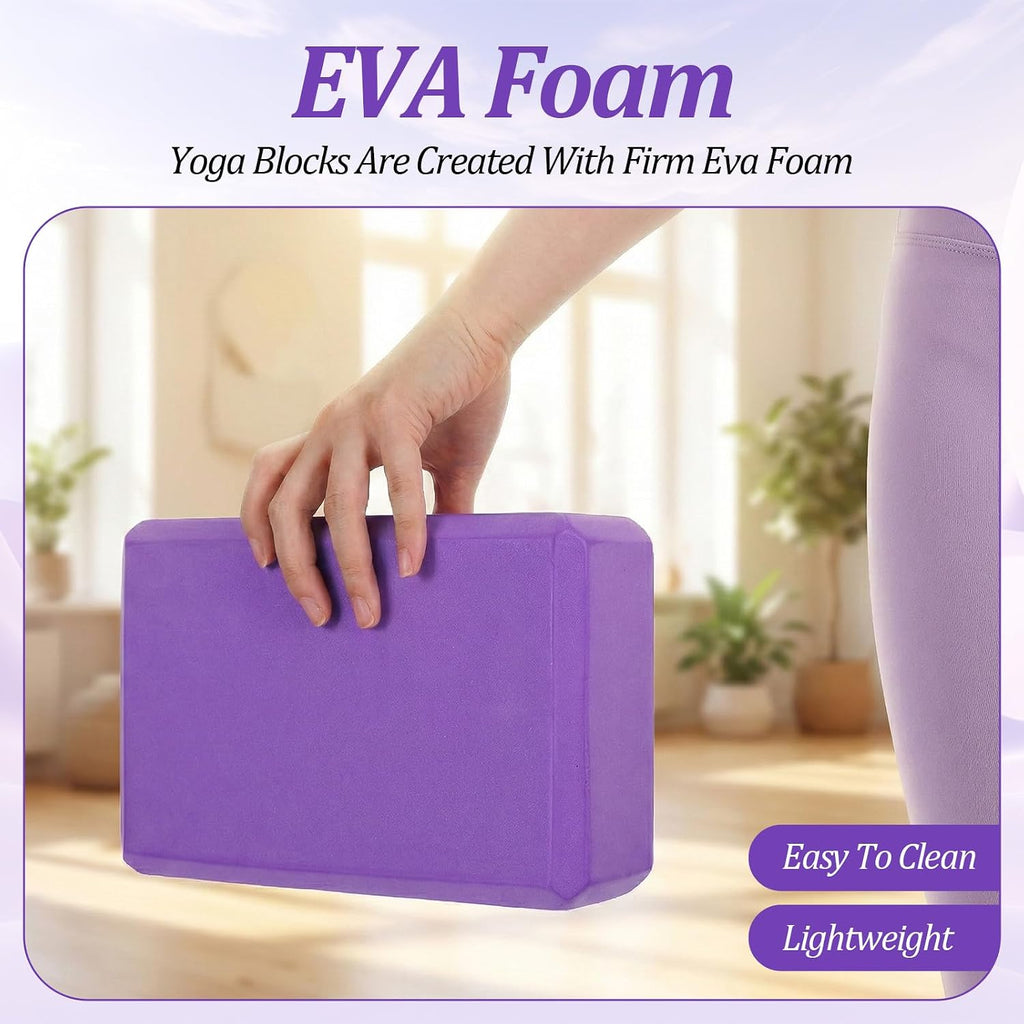 4 Pack Yoga Blocks, High Density Yoga Brick Foam Blocks for Pilates Workout, Improve Strength and Aid Balance and Flexibility, Soft Non Slip Surface for Pilates and Meditation (Multicolor)
