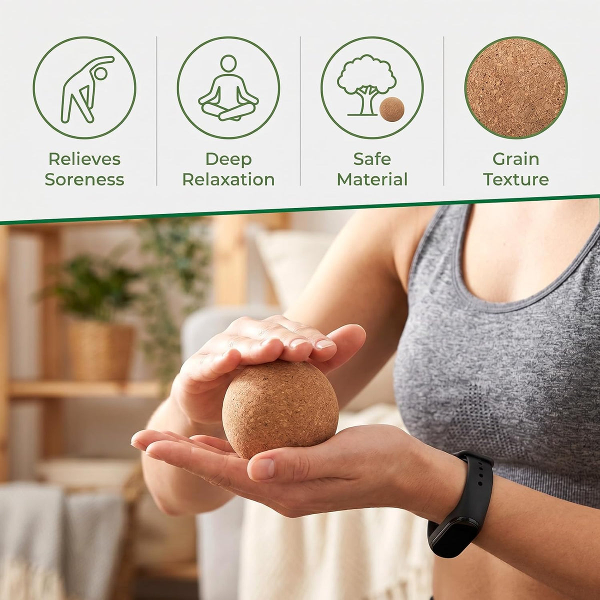 2 Pack Cork Massage Balls – Myofascial Release Ball for Foot, Back, Muscle