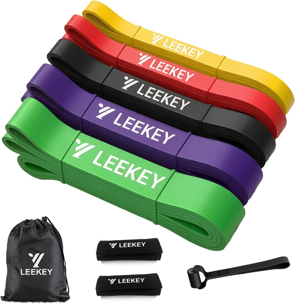 LEEKEY Pull Up Assistance Bands, Resistance Bands for Exercise, 5-Pack