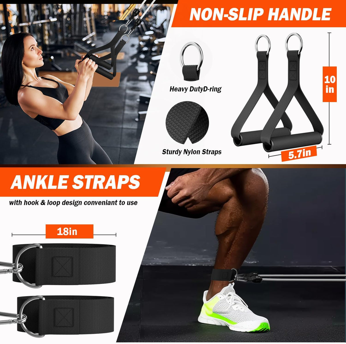 WHATAFIT Resistance Bands with Handles, 150 lb Exercise Bands Set