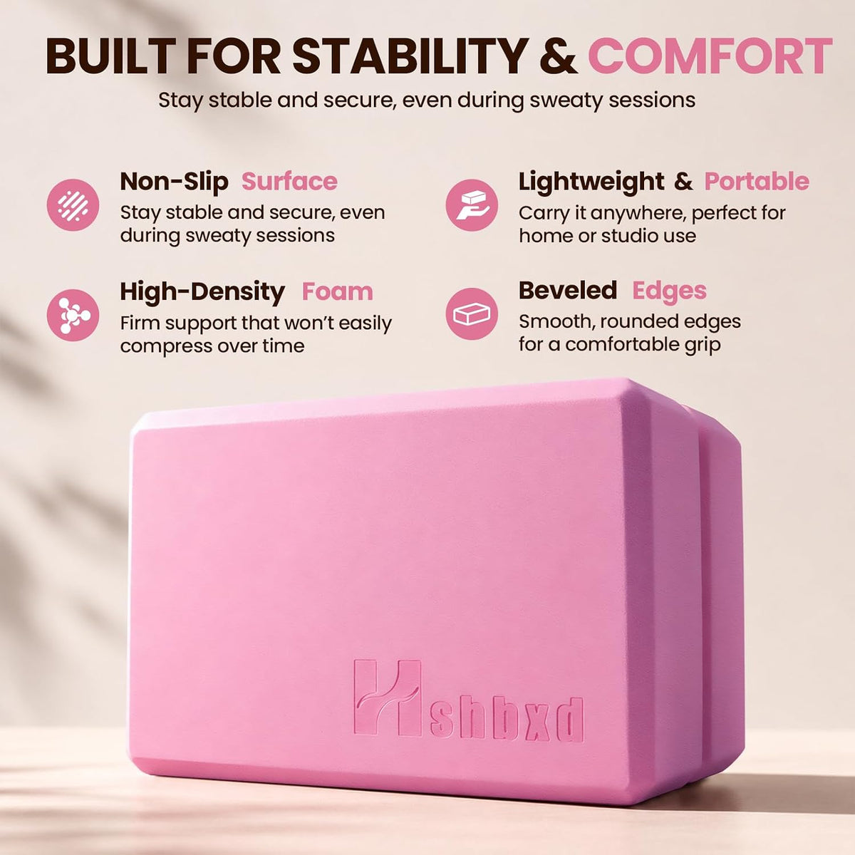 2 Pcs Yoga Blocks, High Density EVA Foam, Non-Slip, 9x6x3"