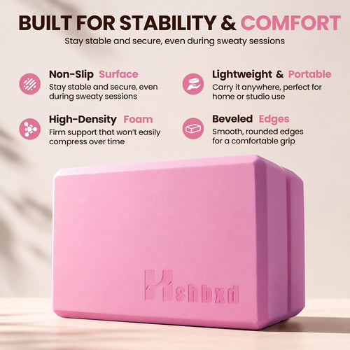 2 Pcs Yoga Blocks, High Density EVA Foam, Non-Slip, 9x6x3"