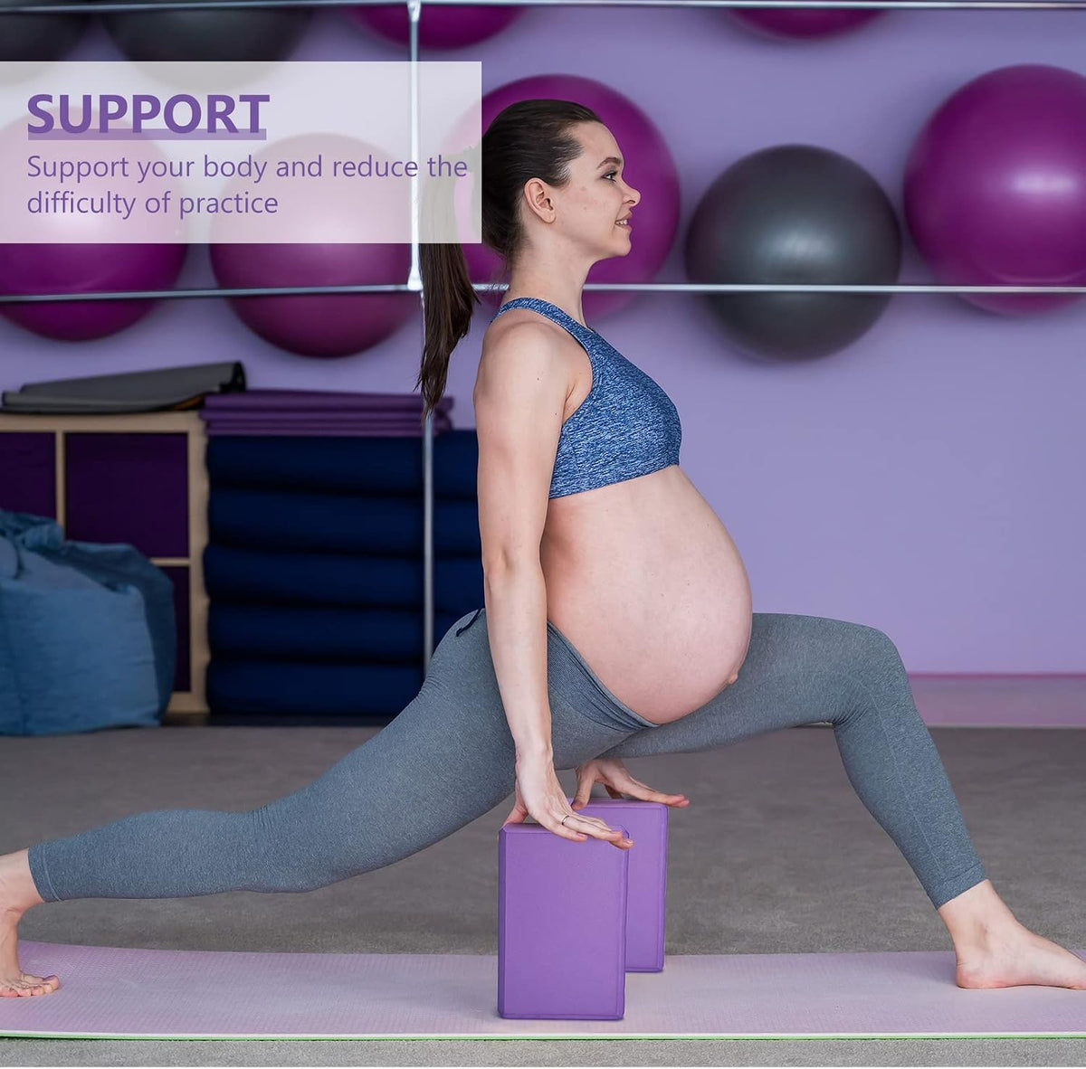 Lenwen 30 Pcs Purple Yoga Blocks Bulk 9'' x 6'' x 3'', EVA Foam Blocks