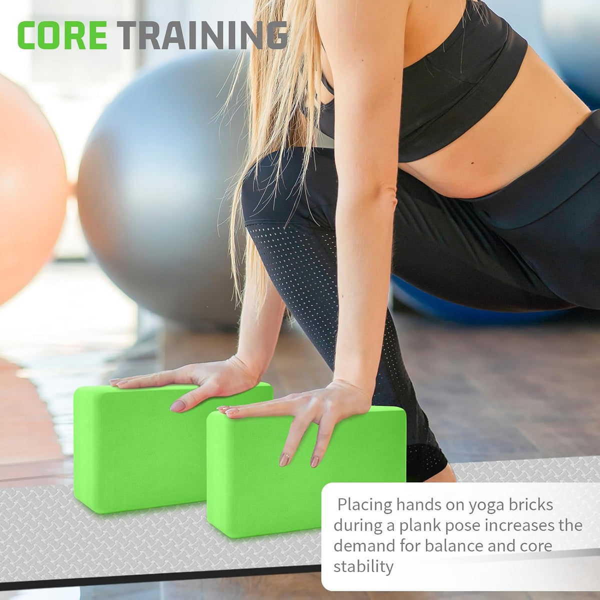 biguphate 2 Pack Yoga Blocks, 3"x6"x9" Rounded Edges Non-Slip, Yoha Bricks