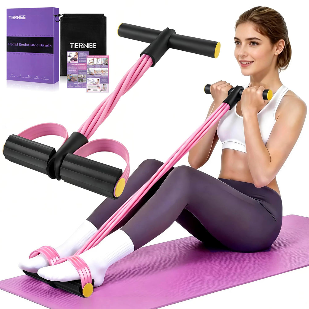 Pedal Resistance Band with Handle, Foot Pedal Resistance Band for Women, Multifunction Exercise Bands for Home Gym Full Body & Working Out