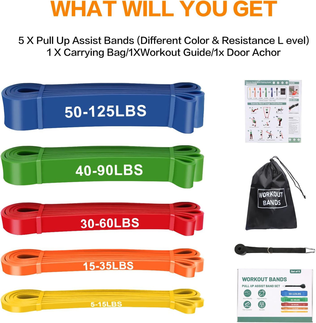 Exercise Bands, Resistance Bands for Working Out, Workout Bands, Pull up Assist Bands, Stretch Bands for Exercise at Home/Gym -Afu