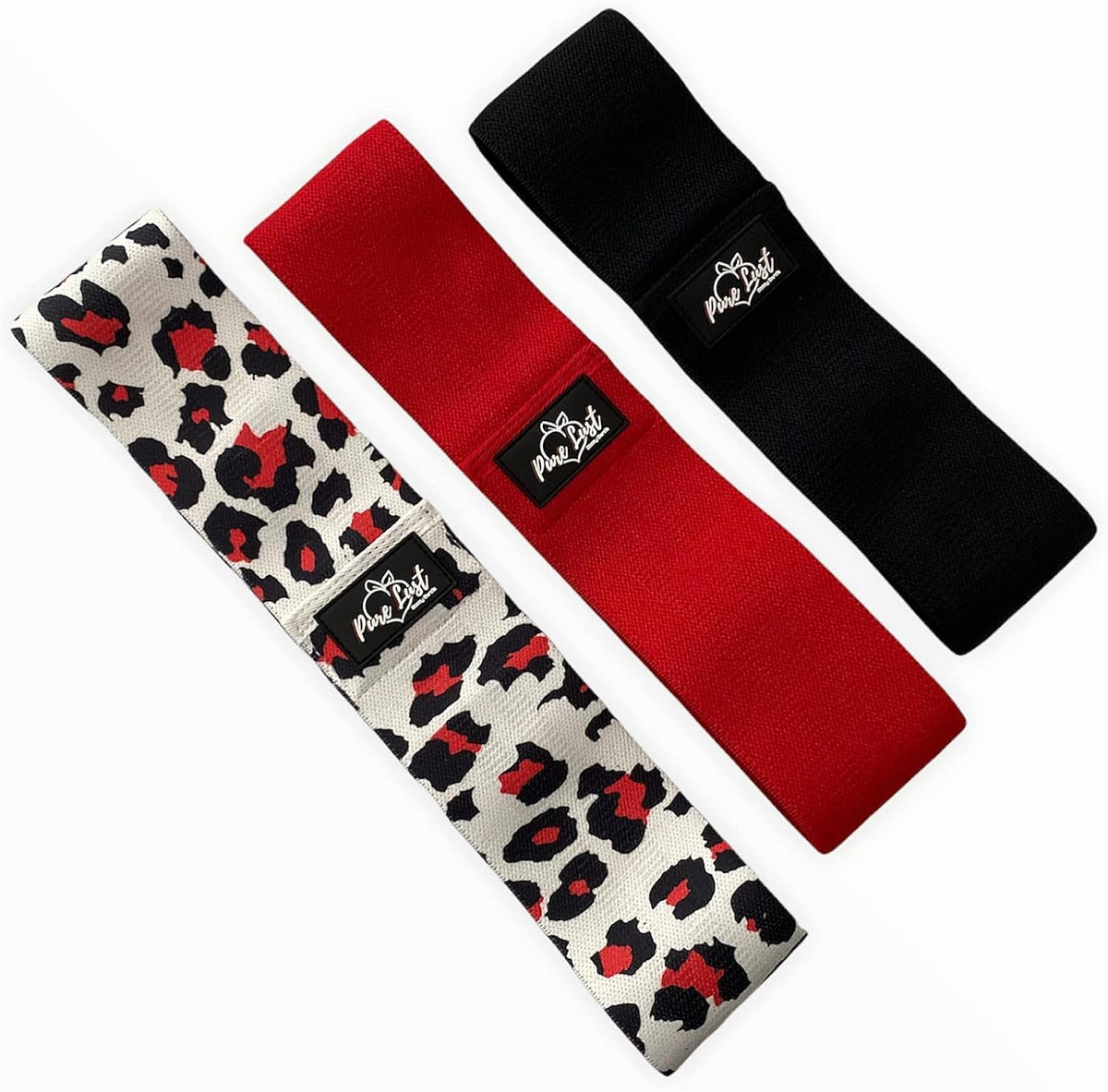 Pure Lust Booty Bands,Resistance Bands,Glute Bands,Fabric Workout Bands,Exercise Bands,Hip Bands,Red,Black,Leopard,Light,Medium & Heavy Resistance