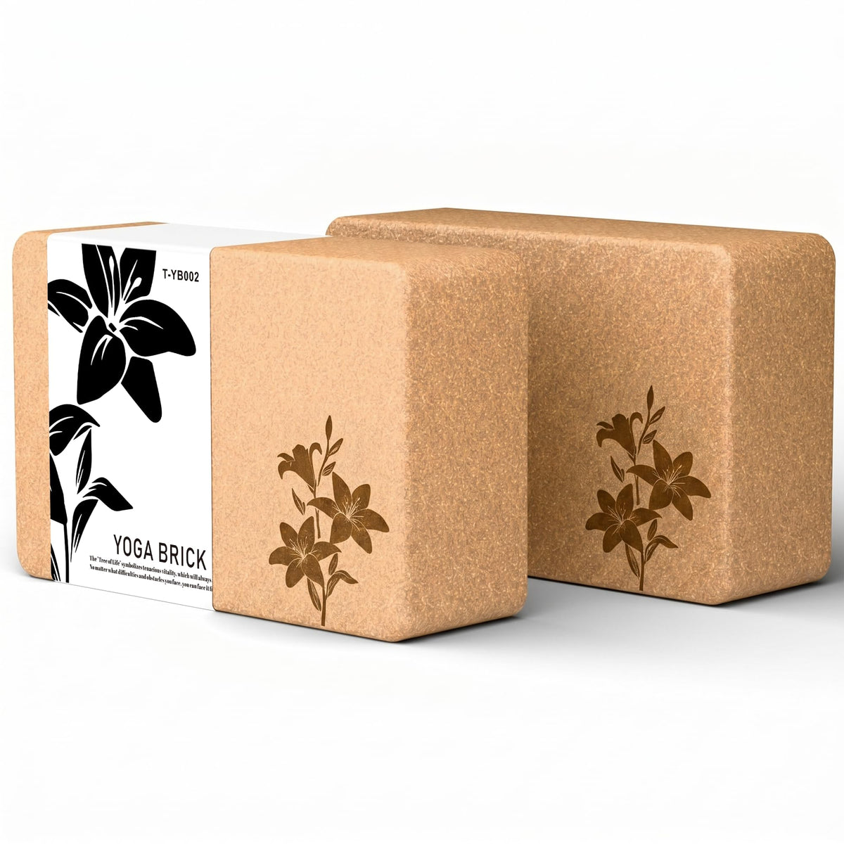 Cork Yoga Blocks 2 Pack Set, Natural High Density Non Slip Cork Yoga Bricks