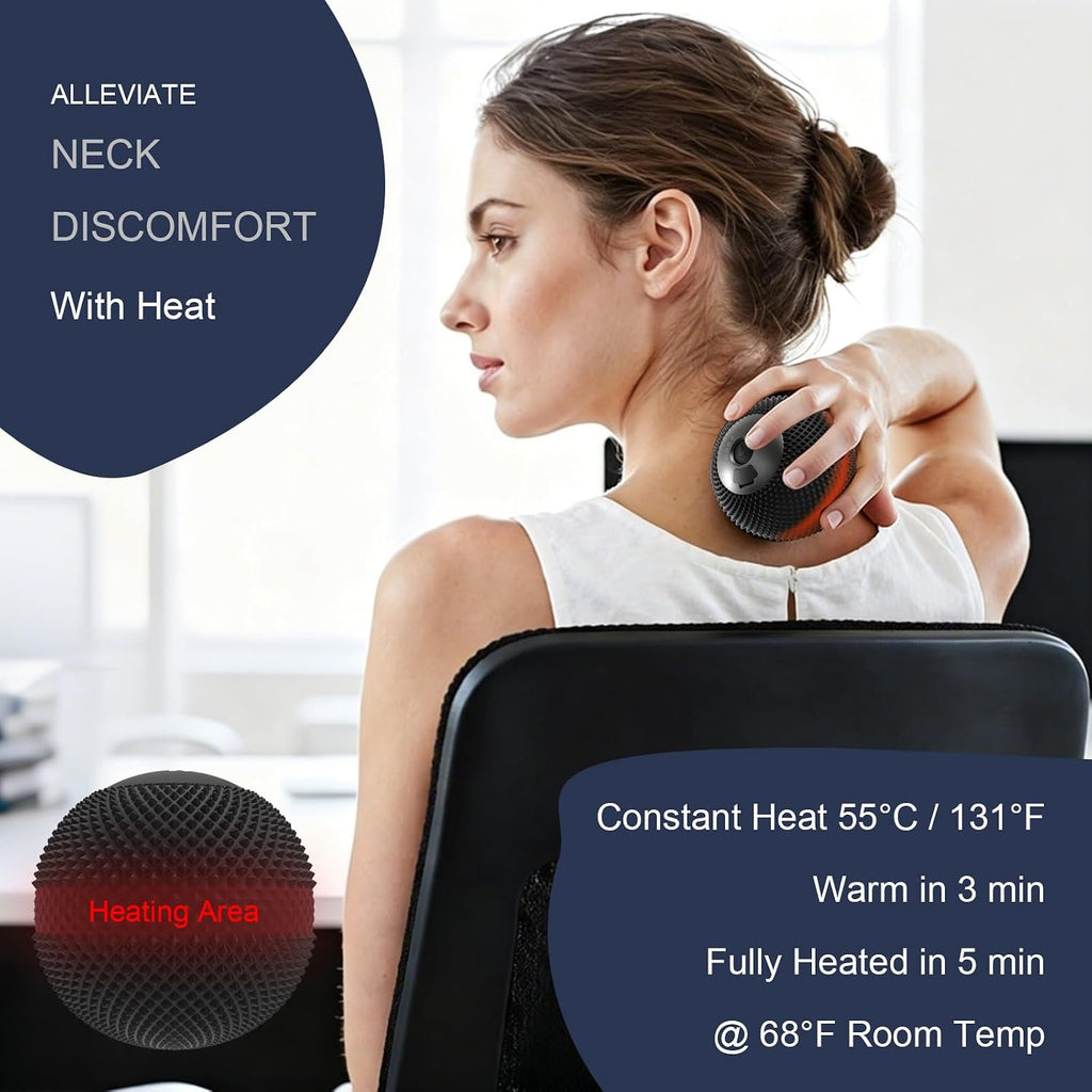 HODEMI Vibrating Massage Ball with Heat & Smart Memory, Deep Tissue Massage Ball for Sports Recovery, Muscle Relaxation & Myofascial Release, 7 Modes for Home & Gym Use (Black)