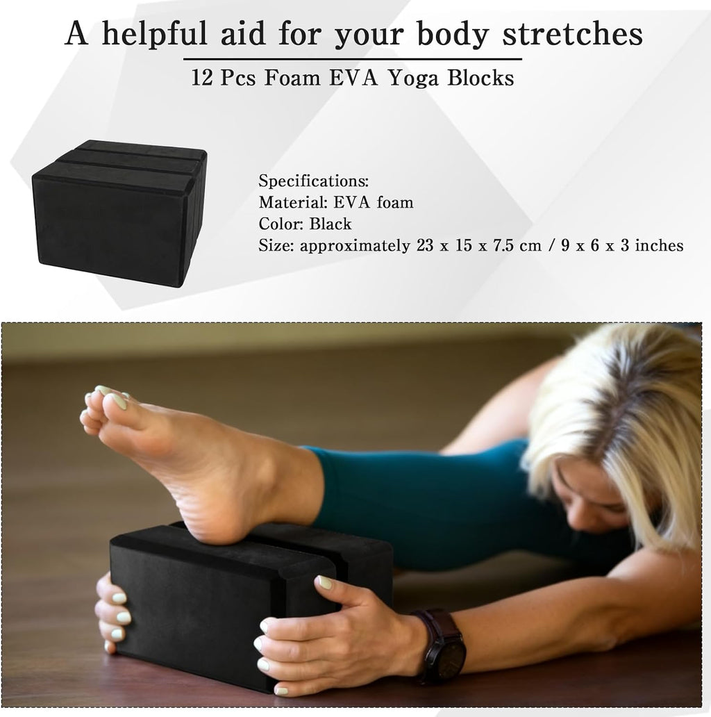 12 Pcs Yoga Blocks Foam Eva Lightweight Non Slip Bricks Bulk