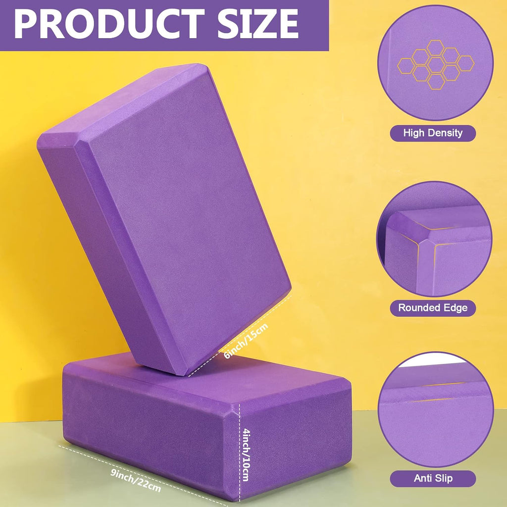 Lenwen 30 Pcs Purple Yoga Blocks Bulk 9'' x 6'' x 3'', EVA Foam Blocks
