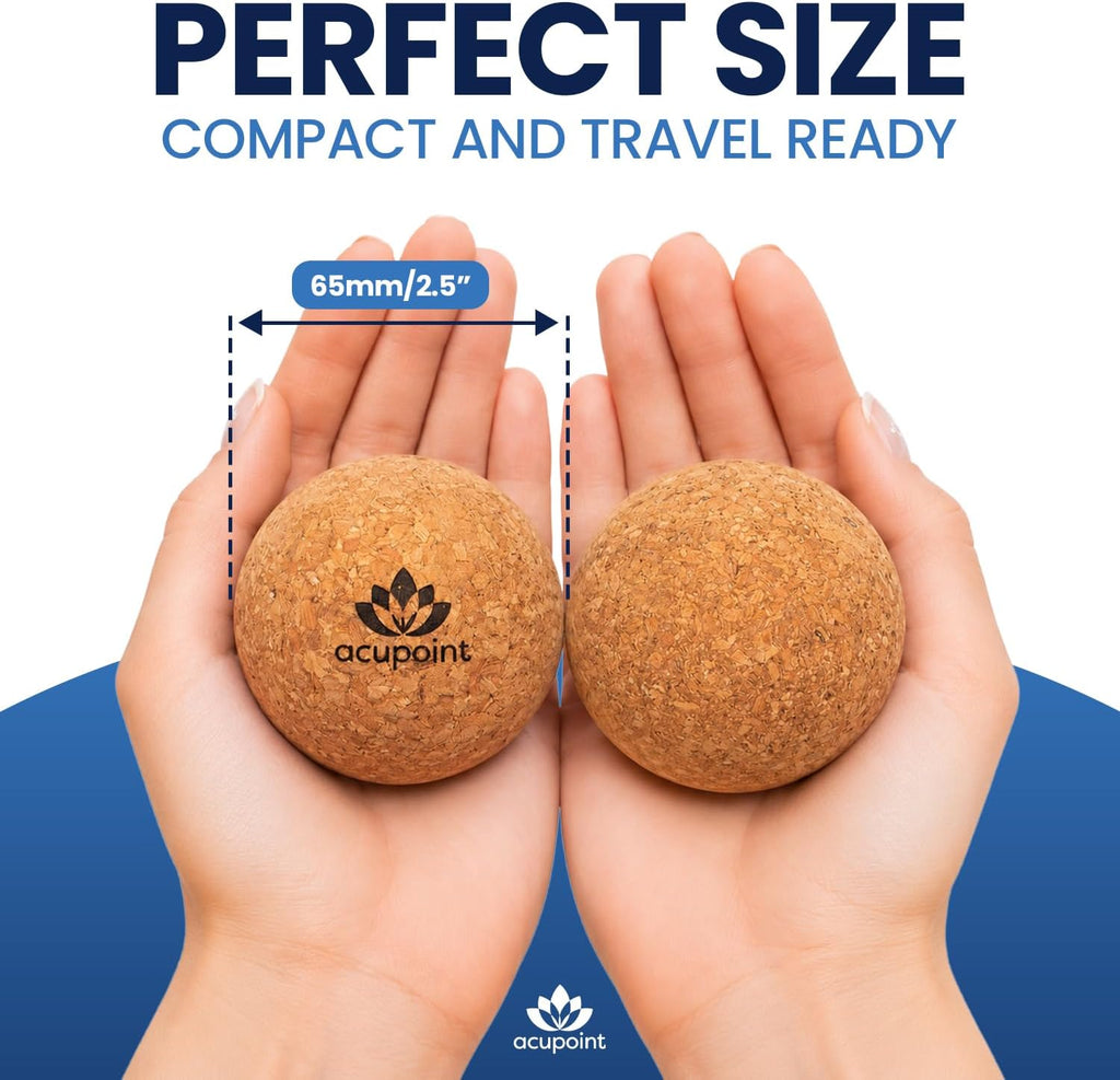 Acupoint Physical Massage Therapy Lacrosse Ball Set Ideal for Yoga Deep Tissue Massage Trigger Point Therapy and Myofascial Release Physical Therapy Equipment Back Foot Plantar Fasciitis (Cork)