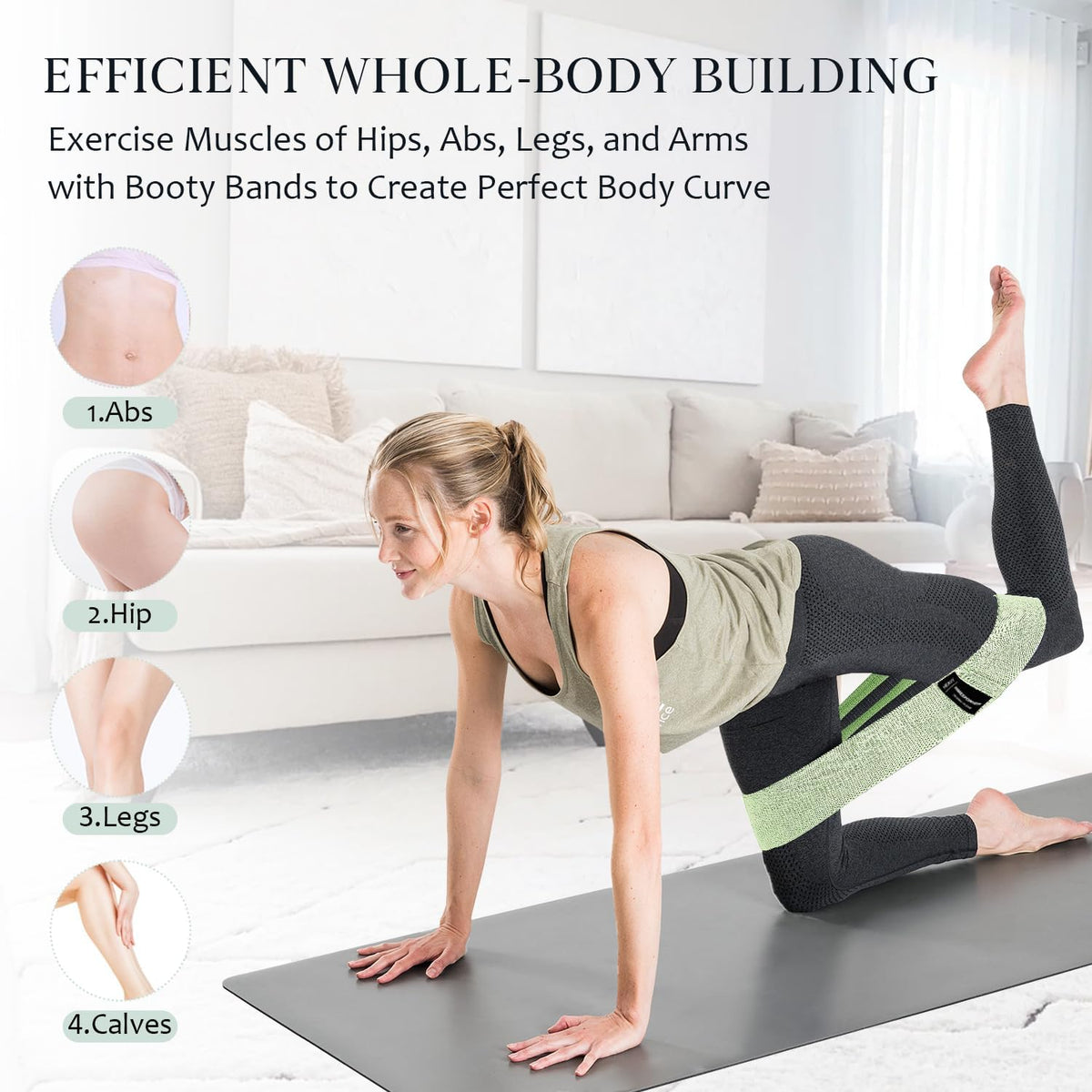 HIMESPORNER Wide Fabric Resistance Bands for Working Out 3 Level
