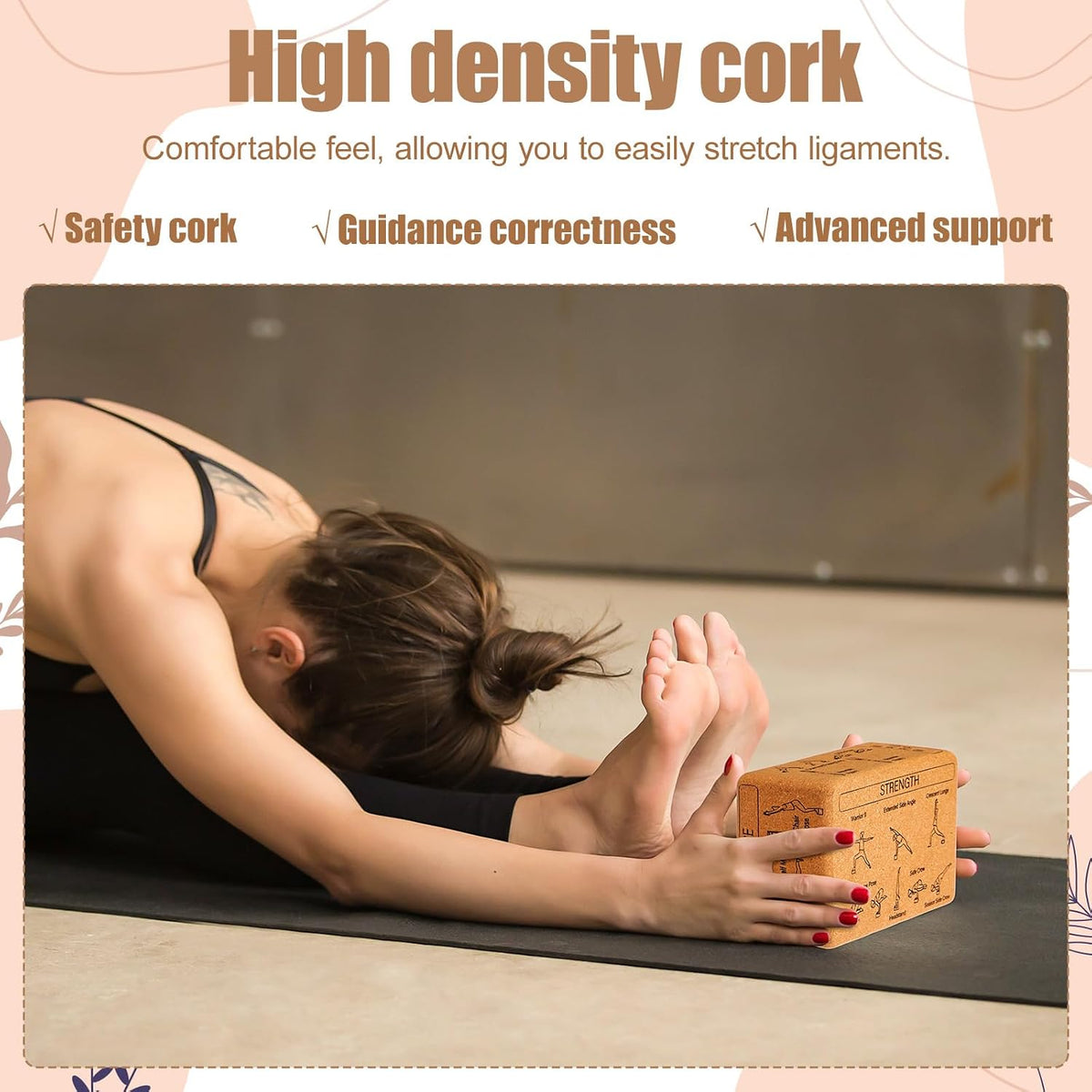 Halloscume 2 Pack Cork Yoga Blocks for Support and Balance, Beige