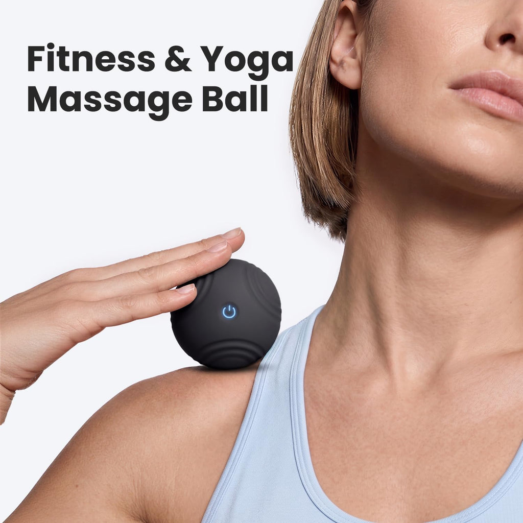 OCEANSUN Electric Mini Massage Ball, Yoga Massage Roller for Palm, Hand, Foot, Leg, Neck, Back, Multi-Directional Massage Ball (Black)