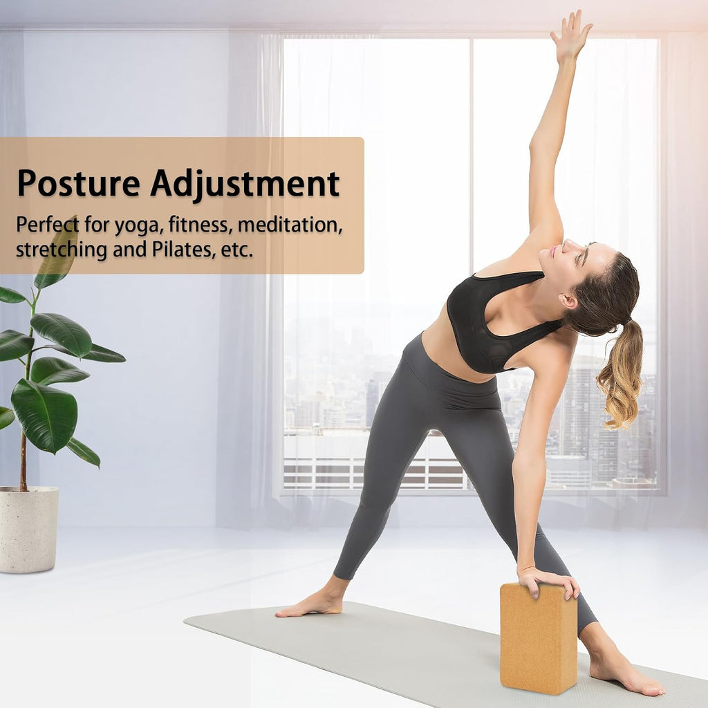 Hatha Yoga Cork Yoga Block, Natural Cork from Portuguese, Premium Brick 9"x6"x4", Eco-Friendly Yoga Accessories for Yoga, Pilates & Stretching