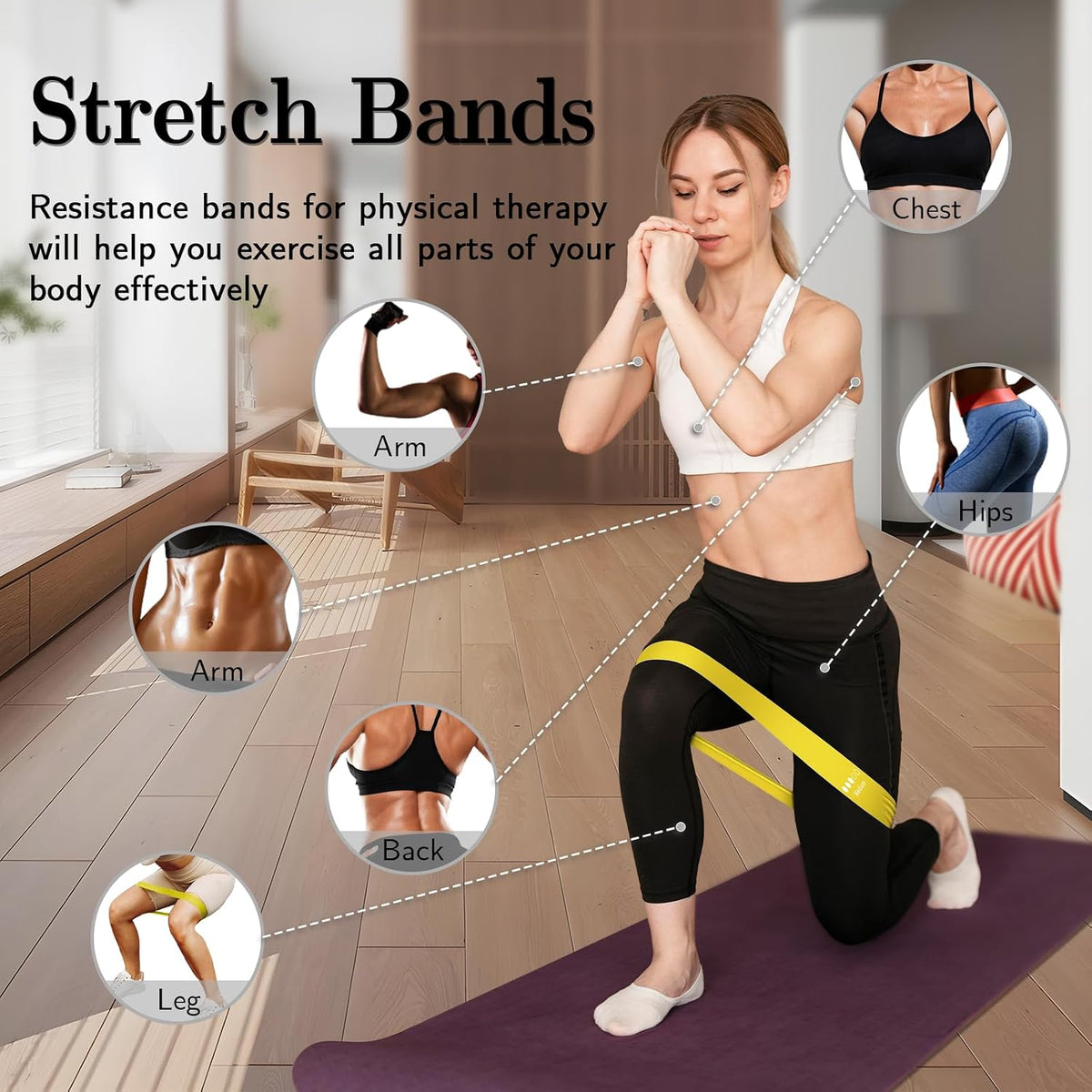 Resistance Bands for Working Out, 5 Levels Elastic Exercise Bands