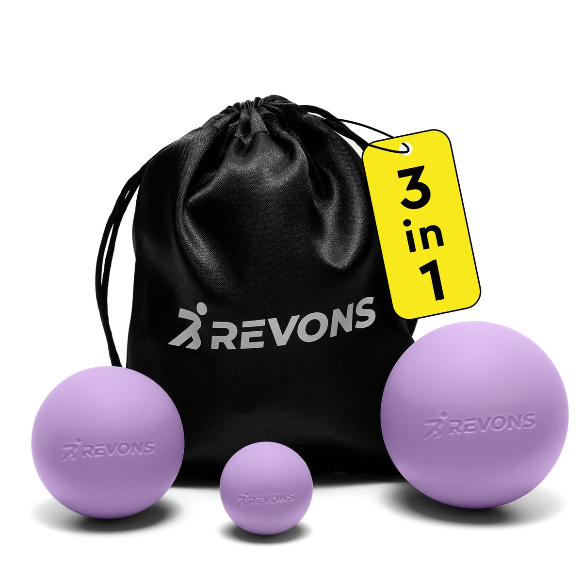 3 in 1 Massage Ball Set – 2.5", 1.9" & 1.2" Firm Silicone Balls for Myofascial Release, Trigger Point Therapy, Back & Foot Pain Relief, Face Fitness, Yoga, Deep Tissue Recovery (Purple)