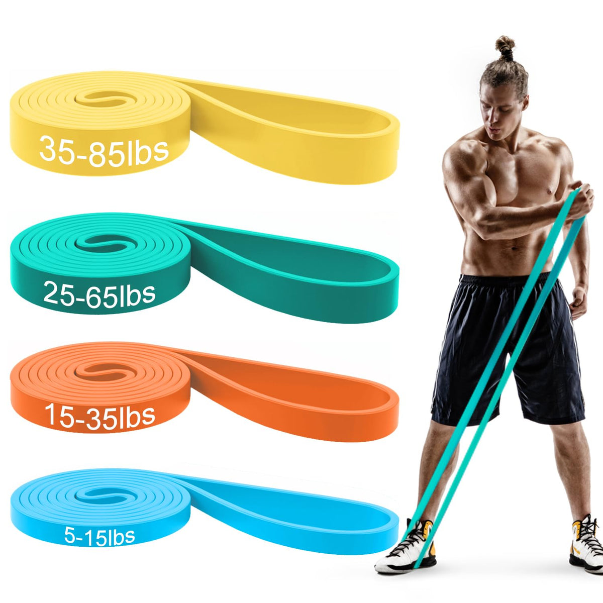 Pull Up Bands, Resistance Bands Set, Exercise Workout Bands for Men & Women, Ideal for Body Stretching, Physical Therapy and Muscle Training