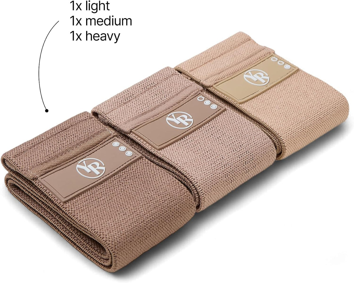 Fabric Booty Bands Set, 3 Resistance Levels for Pilates