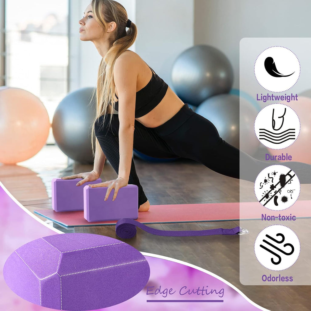 10 Set Yoga Blocks and Straps, EVA Foam Blocks for Yoga Class