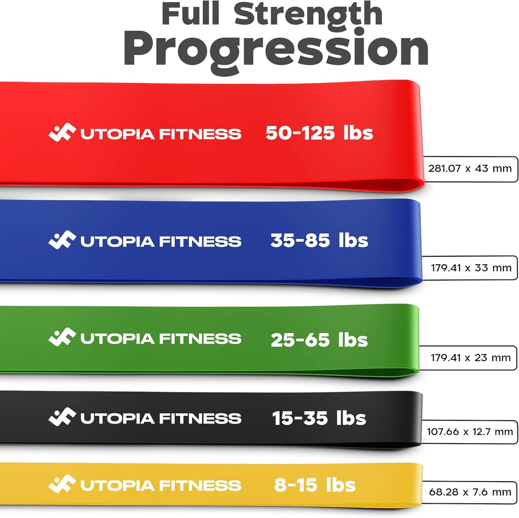 Pull Up Resistance Bands Set of 5 (8-125 lbs) Heavy Duty Workout Bands