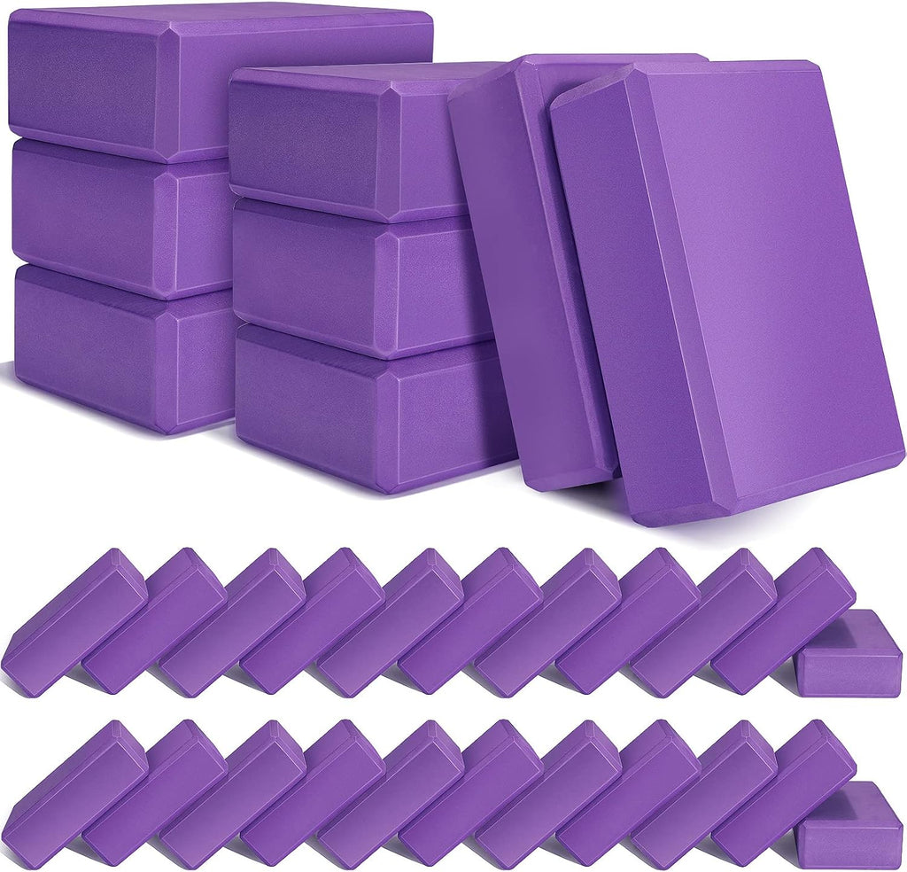 Lenwen 30 Pcs Purple Yoga Blocks Bulk 9'' x 6'' x 3'', EVA Foam Blocks