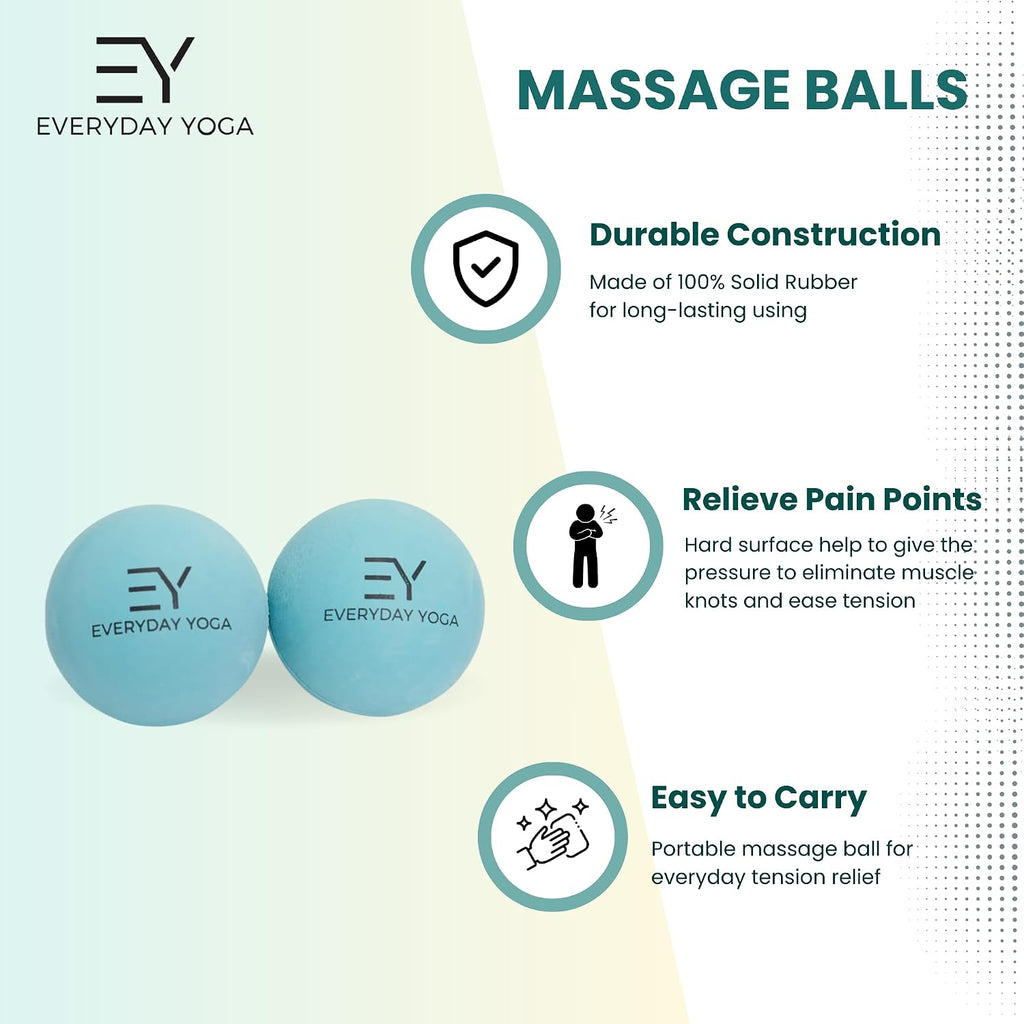 Everyday Yoga 2.5 Inch Massage Therapy Ball Set with Tote Bag - Aqua