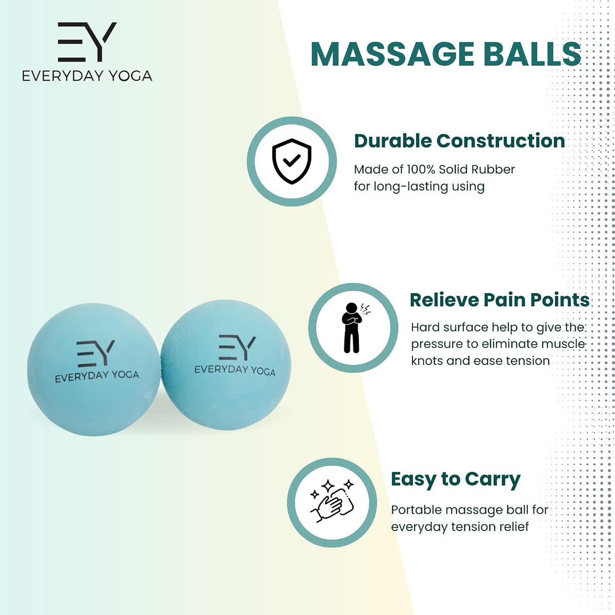 Everyday Yoga 2.5 Inch Massage Therapy Ball Set with Tote Bag - Aqua